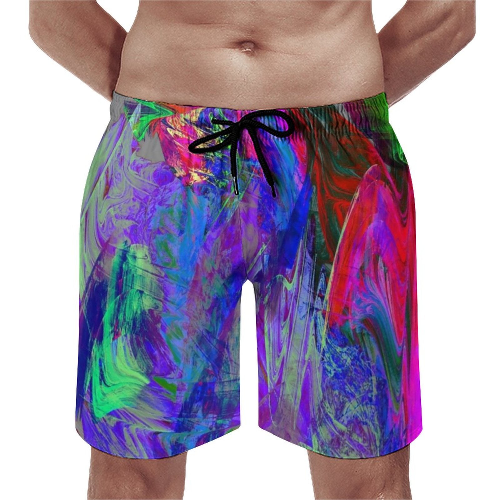 Neon Paint Board Shorts Trenky Man Board Short Graffiti Splatter Print ...