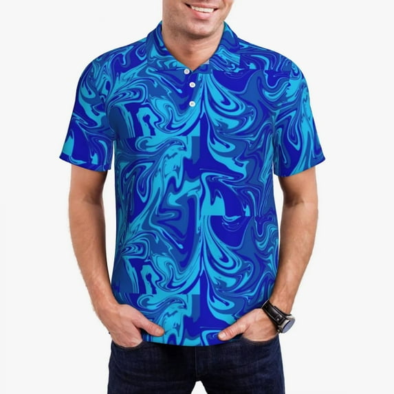 Neon Paint Casual T-Shirts Colorful Marble Print Polo Shirt Men Fashion Shirt Summer Short