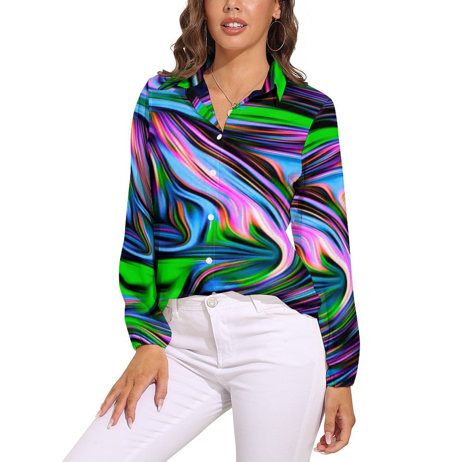 neon dress shirt women's Neon Pink Stripe Shirt