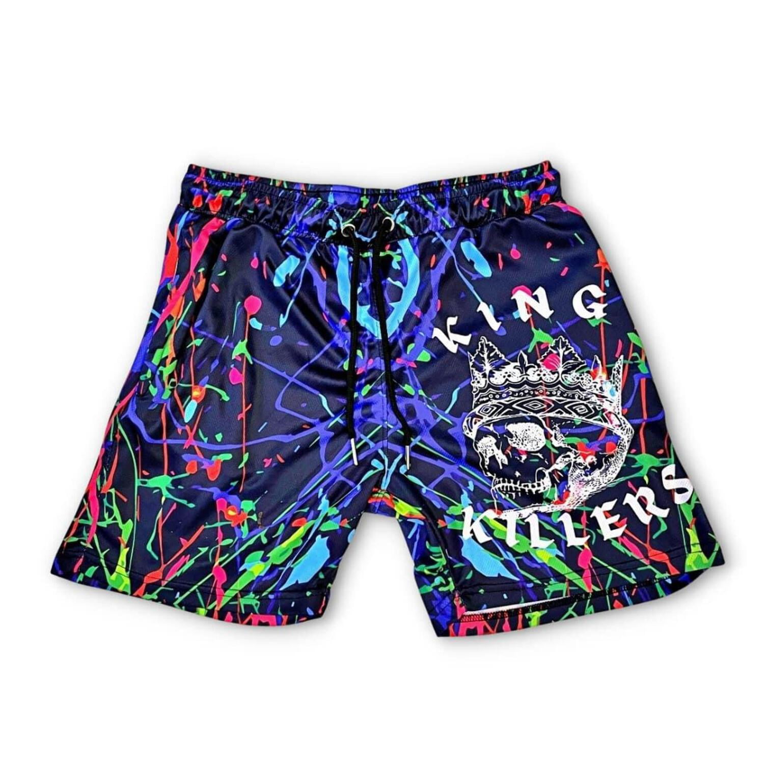 【LA MER MA MAISON】NEON LOGO SHORTS Neon Paint Splatter Mesh Shorts - Walmart.com