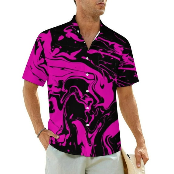 Neon Paint Splatter Vacation Shirt Abstract Graffiti Hawaiian Casual Shirts Novelty Blouse