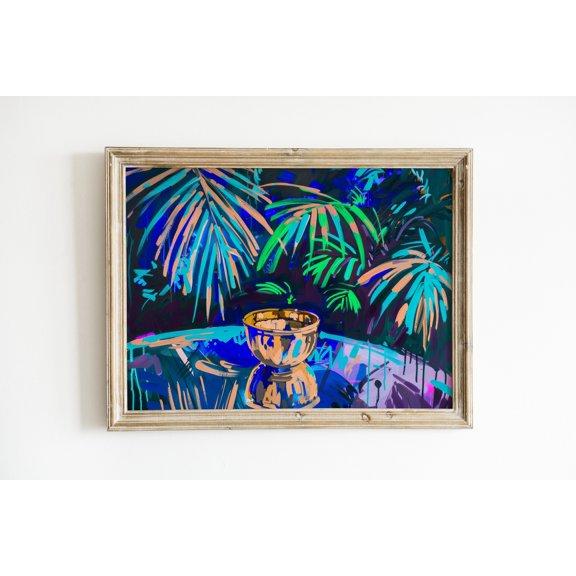 Neon Palm Print, Miami Beach Funky Dorm Wall Art