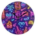 thumbnail image 1 of Neon Party Icons and Instruments Round Wall Clock Silent Battery Operated Home Decor for Living Room Bedroom, 1 of 7