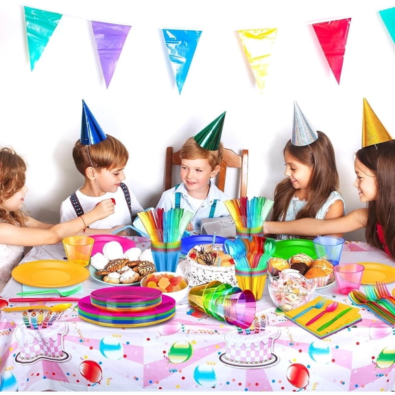 252 PCS Neon Party Supplies Set for 36 Guests Includes Plates Cups Cutlery Napkins Blacklight Birthday