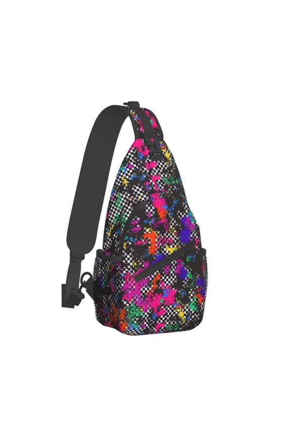 Neon Pattern Crossbody Bag Sports Urban Art Texture With Paint Splashes Chest Bag Unisex Women Man Shoulder Backpacks Travel
