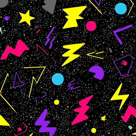Neon Peel and Stick Wallpaper Colorful Neon Geometric Bolts Stars Dots Black Wall Mural 17.7in x 9.8ft Self Adhesive Removable Wall Paper Renter Friendly Wallpaper for Man Cave Bedroom Cabinets
