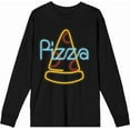 thumbnail image 1 of Neon Pepperoni Pizza Sign Black Adult Crew Neck Long Sleeve Tee-Medium, 1 of 3