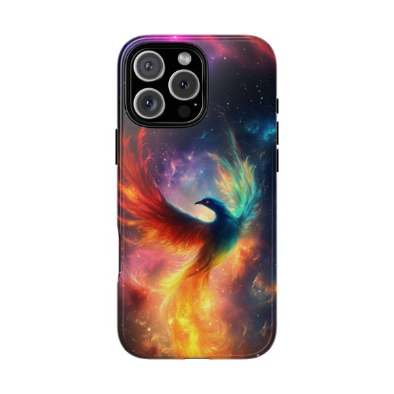 Neon Phoenix Bird Color Burst Nebula Glow iPhone Case 17 to 11 Pro Max
