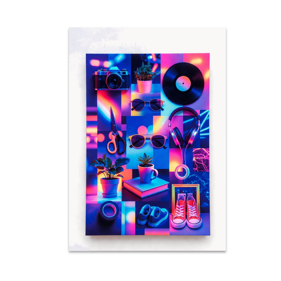 Neon Photo Montage Wall Decor - Modern Art Enthusiast - 13x19 Poster Print