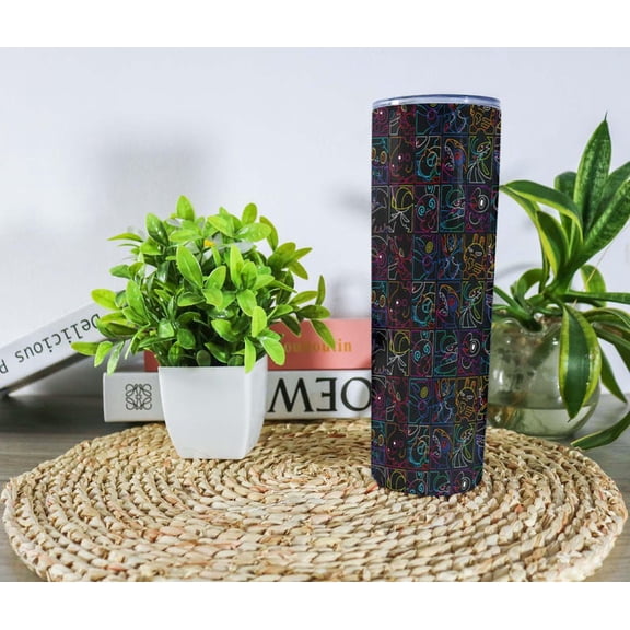 Neon Pikachu Porygon-Z Tumbler, 20oz Stainless Steel Cup with Lid and Straw, Cute Tumbler Birthday Gift, Pikachu Tumbler Gifts