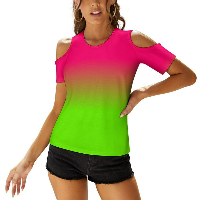 Neon Pink And Neon Green Ombré Shade Color Fade Women Zipper