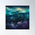 thumbnail image 1 of Neon Pink Blue And Green Light Pine Forest Poster Wall Art, Modern Wall Decor, 16x16 UNFRAMED, 1 of 3