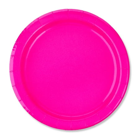 Disposable Paper Plates, 7", Neon Pink, 24 Count, by Way To Celebrate