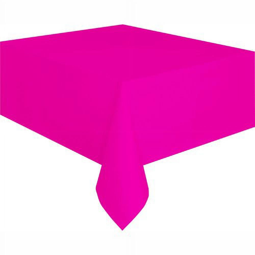 Neon Pink Plastic Party Tablecloth, 108 x 54in