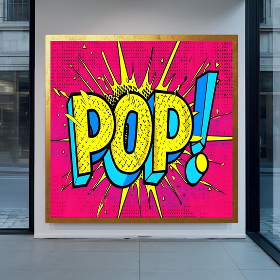 Neon Pink Pop Art "POP!" Comic Book Sign Retro 90s Aesthetic Print, Unframed Paper Poster 8x10in