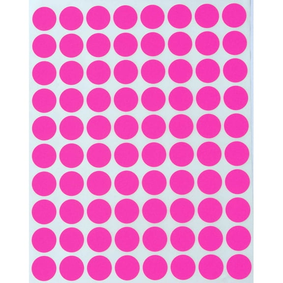 Neon Pink Small Circle Labels Dots (13mm) 0.5 Round Paper Sticker Sheets 1/2 Inch - 8640 Pack by Royal Green