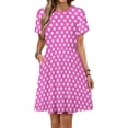 thumbnail image 1 of Neon Pink Stars Women's Dress Short Sleeve Summer Sundress Summer Women Clothes, 1 of 7