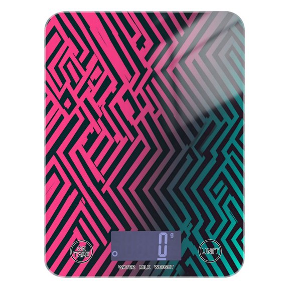 Neon Pink and Teal Pattern Food Scale Digital Kitchen Scale Waterproof Grams Ounces lbs for For Baking and Cooking
