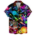 thumbnail image 1 of Neon Planet Bowling Hawaiian Shirt For Men Galaxy Bowling Shirt Mens Hawaiian Shirts Short Sleeve Button Down Shirt Men, 1 of 7