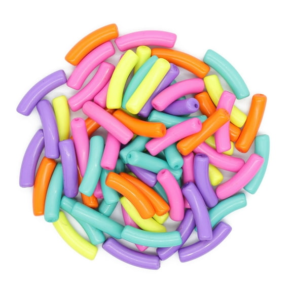 Neon Plastic Tube Beads by Creatology  29mm x 7mm Assorted Color Beads for Jewelry Making - Crafts & Kids' Projects - 12 Pack