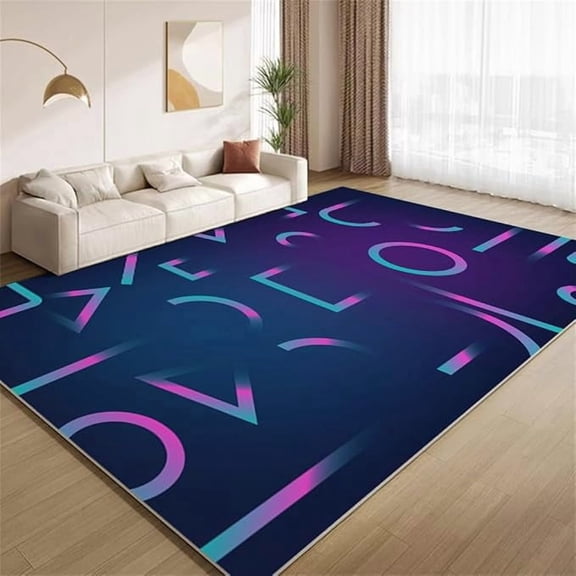 Neon Pop Art Geometry Area Rugs Retro 80S Arcade Game Rugs Ultra Soft Washable Carpet with Non Slip Backing for Living Room Bedroom Gameroom Study Office Home Decor Mat 5 x 7ft