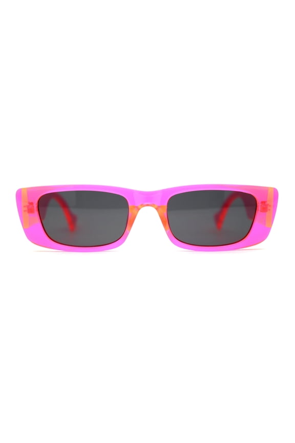 Neon Pop Color Mod Square Rectangle Retro Sunglasses Pink Black