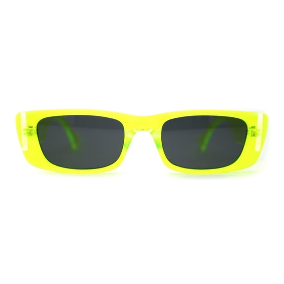 Neon Pop Color Mod Square Rectangle Retro Sunglasses Yellow Black