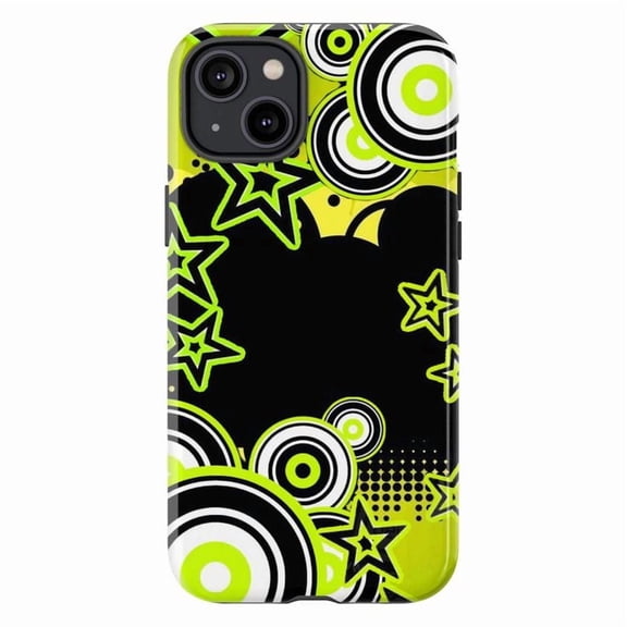 Neon Pop Starburst Phone Case, Retro Y2K Glow Aesthetic iPhone Cover, Bright Graphic Protective Case for iPhone 16 15 14 13 12 11 Plus Pro Max Mini