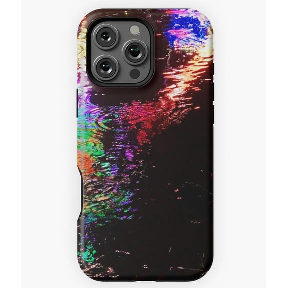 Neon Puddle Reflection City Lights Phone Case for iPhone 16 15 14 13 12 11 Pro Max