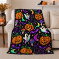 thumbnail image 1 of Neon Pumpkin Black Cat Fantasy, Playful Pet Portrait Pattern, Warm Flannel Blanket for Living Room and Bedroom with Detailed Artwork, Cat Lovers autumn celebration Gift, Pet Lover Home Decor, 1 of 9