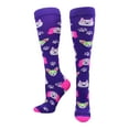thumbnail image 1 of Neon Puppy Dogs Over The Calf Socks (Purple/Neon Pink, Small), 1 of 2
