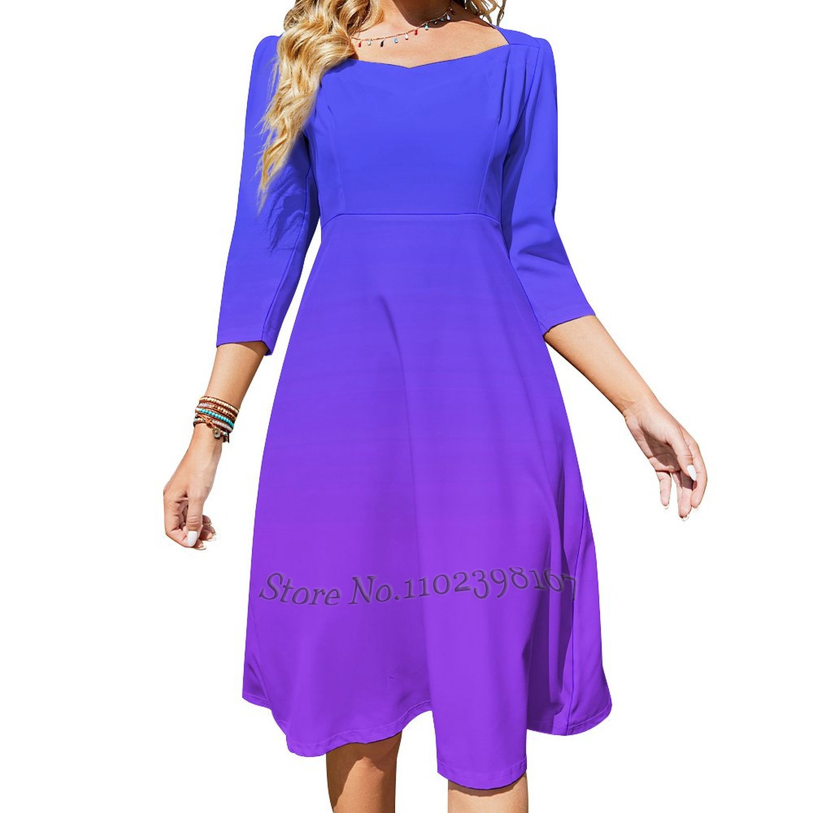 Neon Purple And Bright Neon Blue Ombré Shade Color Fade Square Neck ...