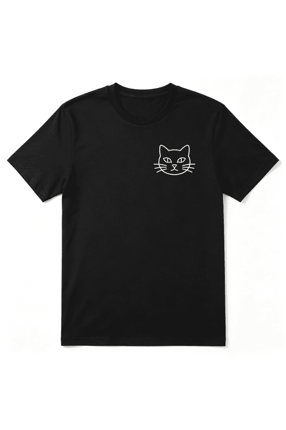 Neon Purple Cat Face Outline Cool Graphic Tee for Women, Cat Lover Playful Cotton Short Sleeves T-Shirt