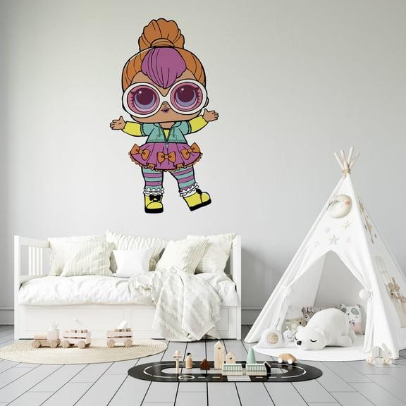 Neon QT Lil Outrageous Littles Toys Vinyl Wall Art Decal - 20" x 25" Adhesive Home LOL Suprise Dolls Decorative Design Removable Kids Girls Bedroom Sticker Decoration - Multicolor