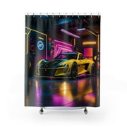 Neon Race Car Shower Curtain