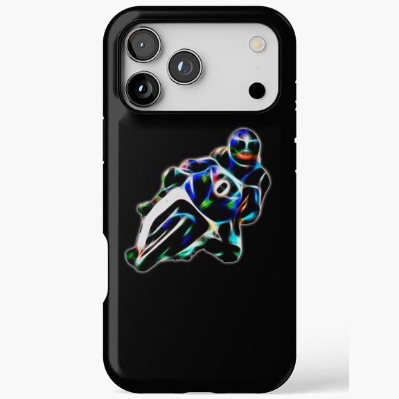 Neon Racer Abstract Art Motorcycle Speed for iPhone Case 11 through 17 Pro Max