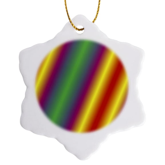 3drose, Neon Rainbow, 3 inch Snowflake Porcelain Ornament