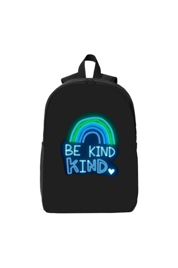 Neon Rainbow ' BE KIND ' Laptop Backpack - Stylish 15 " Travel Bag with Playful Design & Heart Symbol Durable for Everyday Use