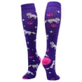 thumbnail image 1 of Neon Rainbow Caticorn Over the Calf Socks (Purple/Neon Pink, Small), 1 of 2