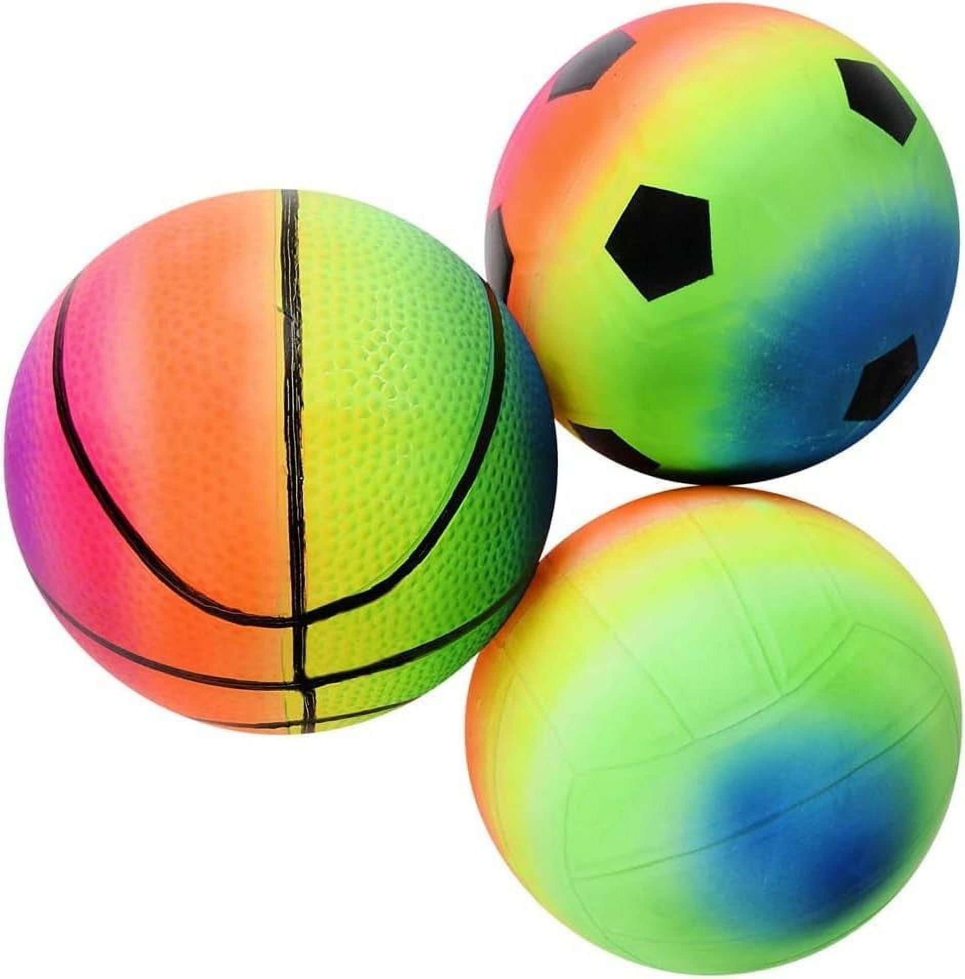 Neon Rainbow Colors Sports Balls (6") Vinyl. Football, Volleyball, Basketball