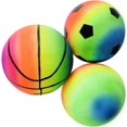 thumbnail image 1 of Neon Rainbow Colors Sports Balls (6") Vinyl. Football, Volleyball, Basketball, 1 of 7