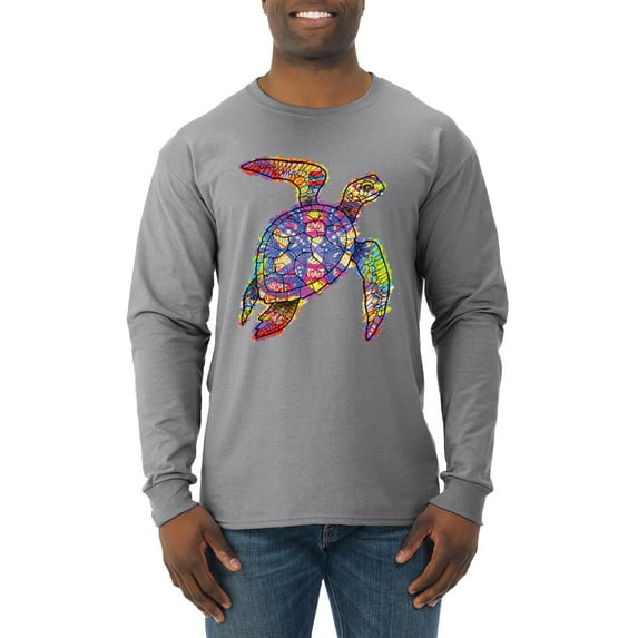 Neon Rainbow Horse Animal Lover Mens Long Sleeve Shirt, Heather Grey, 3XL