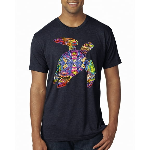Neon Rainbow Horse Animal Lover Mens Premium Tri Blend T-Shirt, Vintage Navy, X-Large