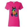 thumbnail image 1 of Neon Rainbow Horse Animal Lover Womens Graphic T-Shirt, Fuschia, X-Large, 1 of 3