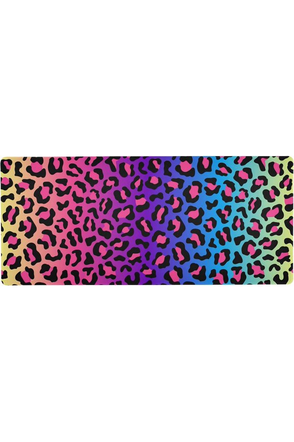 Neon Rainbow Leopard Cheetah Large Gaming Mouse Pad Big Mousepad Mice Keyboard Mat with Non-Slip Rubber Base for Computer Laptop Home & Office, 31.5 X 11.8 inch