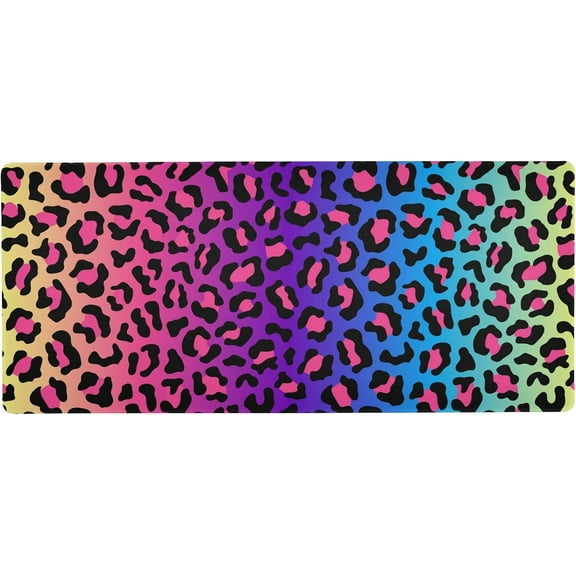 Neon Rainbow Leopard Cheetah Large Gaming Mouse Pad Big Mousepad Mice Keyboard Mat with Non-Slip Rubber Base for Computer Laptop Home & Office, 31.5 X 15.7 inch