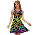 thumbnail image 1 of Neon Rainbow Leopard Print Dress Summer Street Style Dresses Female Sleeveless Printed Sundress, 1 of 7