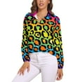 thumbnail image 1 of Neon Rainbow Leopard Print Long Sleeve Blouse Woman Streetwear Casual Shirts Summer Oversize Woman Streetwear Clothing Birthday Present, 1 of 7