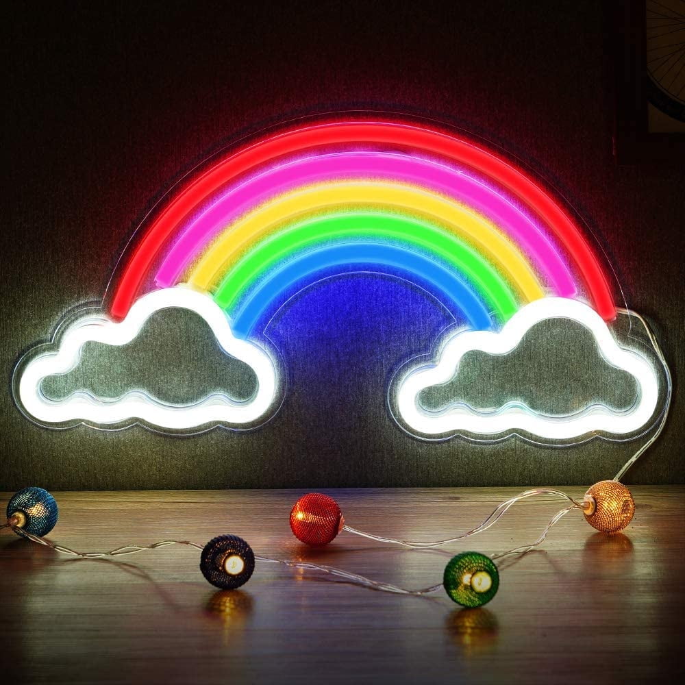 Neon Rainbow Light, Festival LED Wall Decor Light Art Neon Light Sign for Home Decoration,Bedroom, Lounge, Office, Wedding, Christmas, Valentine’s Day Party Powered by USB