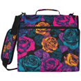 thumbnail image 1 of Neon Rainbow Roses Printed Zipper Binder with Handle&Shoulder Strap 2 inch 3 Ring 500+300 Sheet Capacity File Folder Organizer, 1 of 8